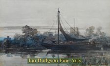 River scene with Barge by David Cox Snr